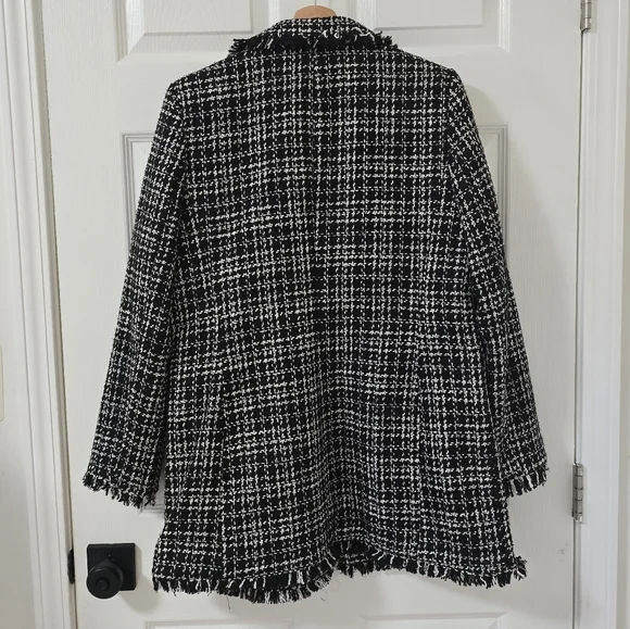 DKNY tweee Black And White Classic Double Breasted Blazer Size 10 - Picture 8 of 10